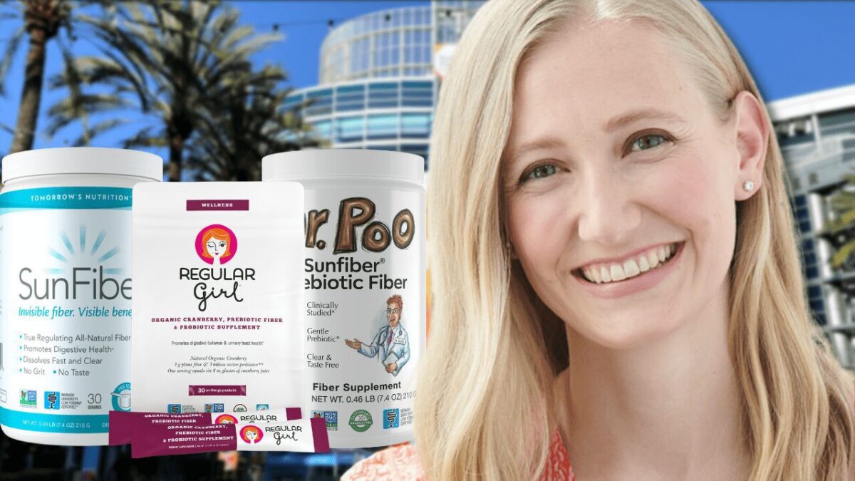 KidStar Nutrients President and CEO Caitlyn Vanderhaegh with Sunfiber Products at Expo West